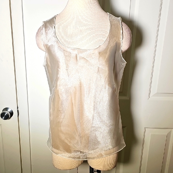 Elegant Sheer Sleeveless Top By KASADA. size 12. Sheer Overlay. - Picture 1 of 9